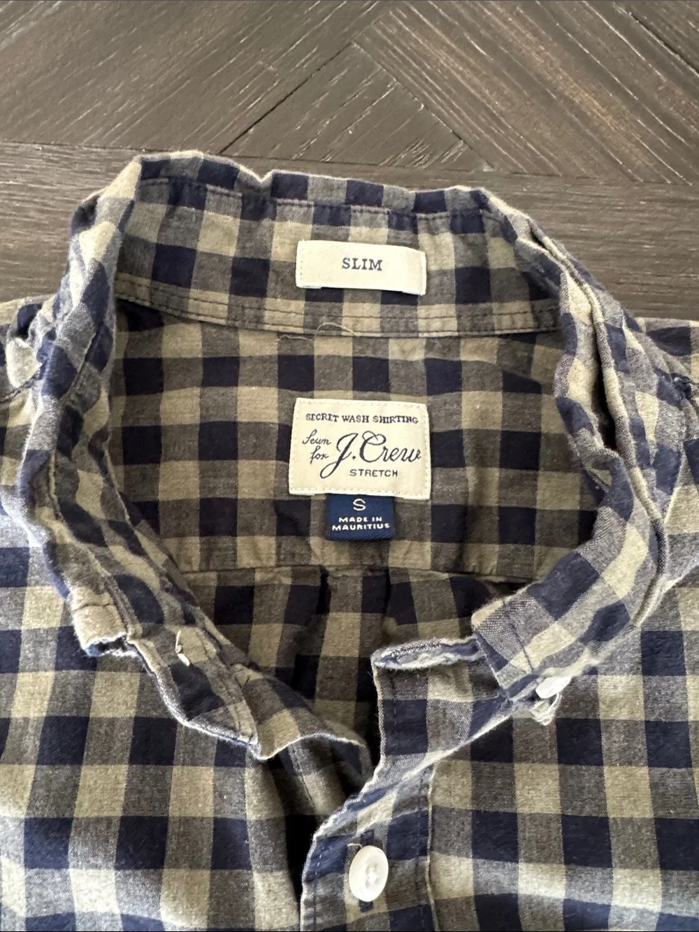 J.Crew Slim Fit Button Down Shirt Small Blue Cream Gingham Plaid Casual